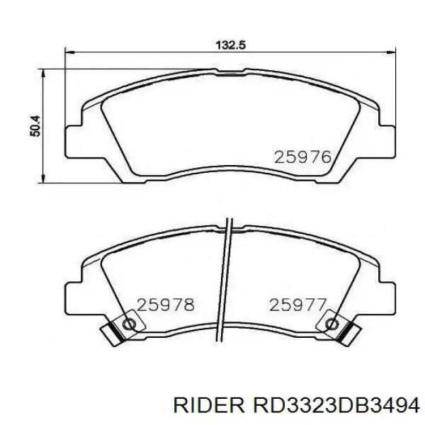 Задні гальмівні колодки Rider RD3323DB3494 ціна, від 12.43 USD