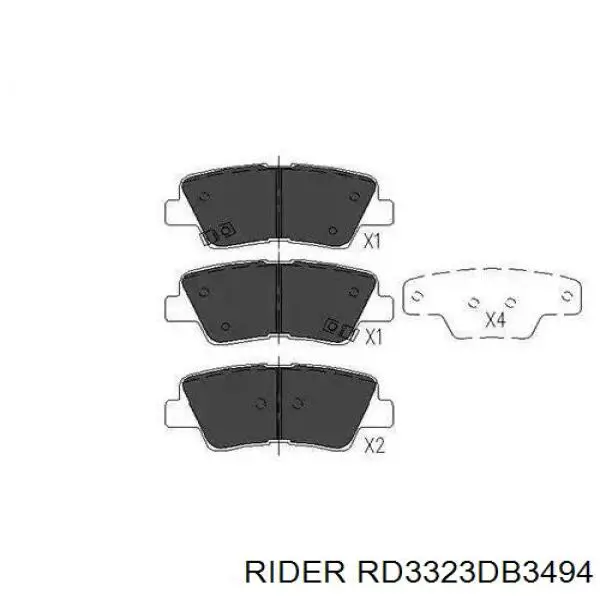 RD3323DB3494 Rider Колодки гальмівні задні, дискові