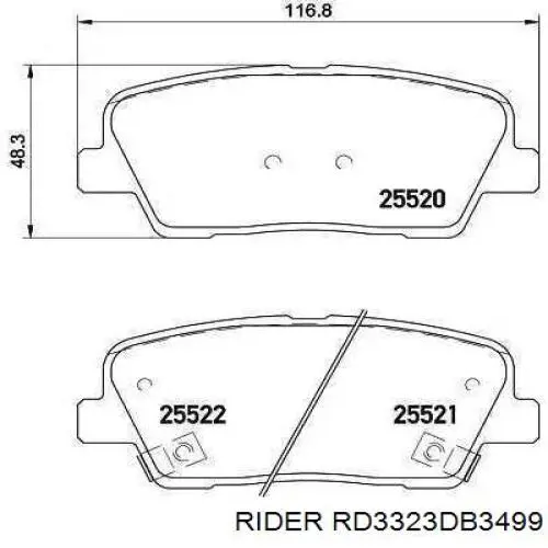 RD3323DB3499 Rider Колодки гальмівні задні, дискові