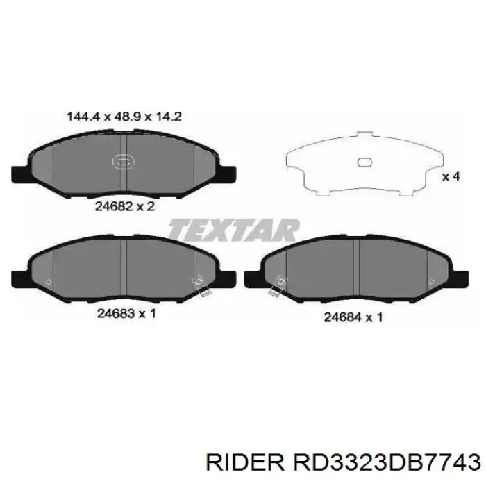 Передні тормозні колодки RD3323DB7743 Rider