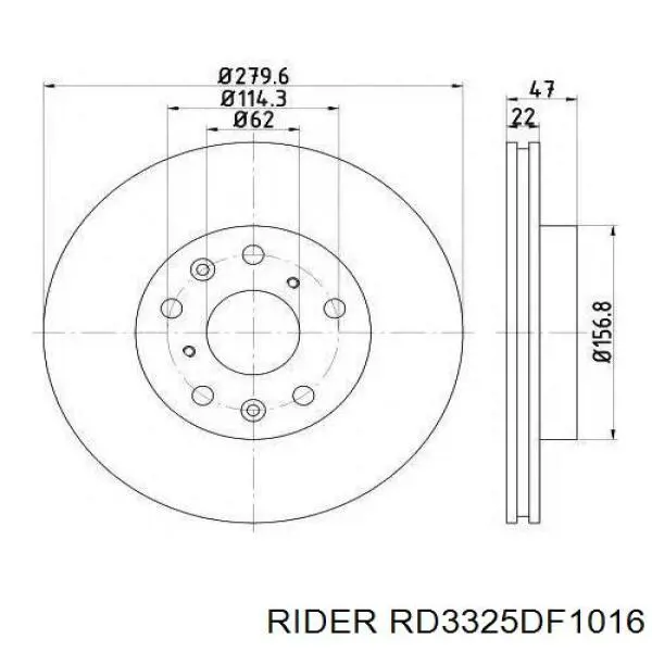 Диск гальмівний передній RD3325DF1016 Rider