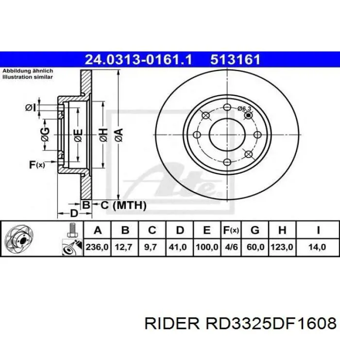 Купити RD3325DF1608 Rider Ротор гальмівний