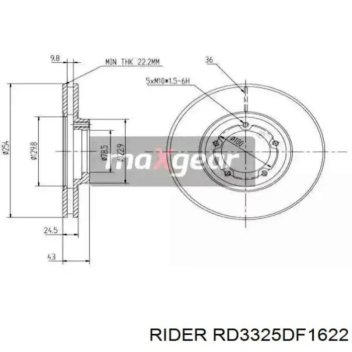Диск переднього гальма Rider RD3325DF1622 ціна, від 27.22 USD