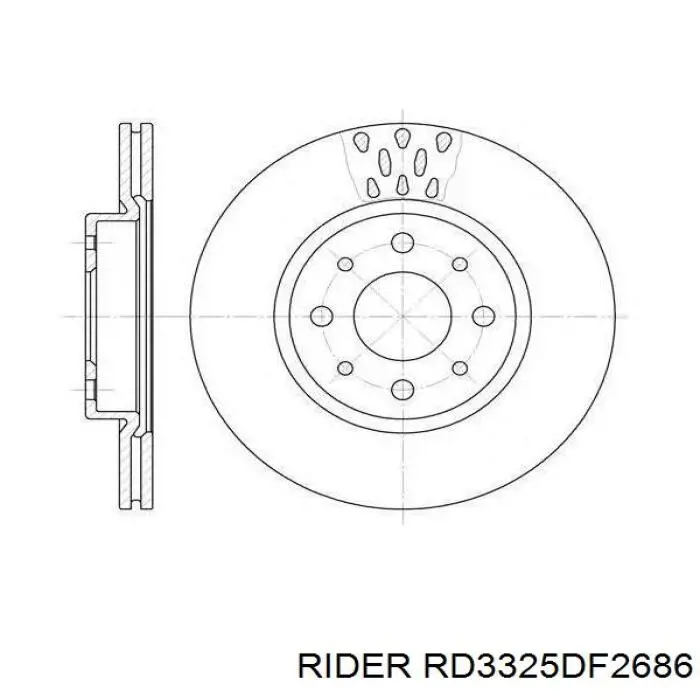Диск переднього гальма Rider RD3325DF2686 ціна, від 27.79 USD