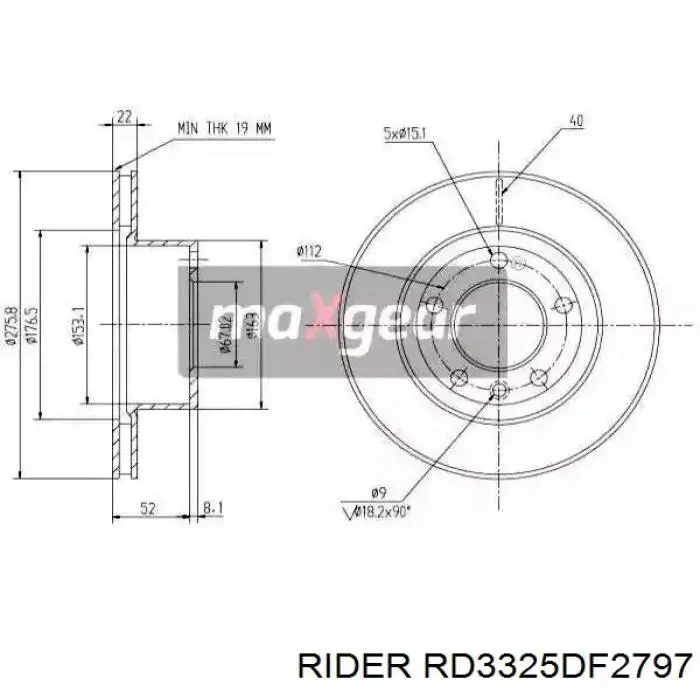 Диск гальмівний передній Rider RD3325DF2797