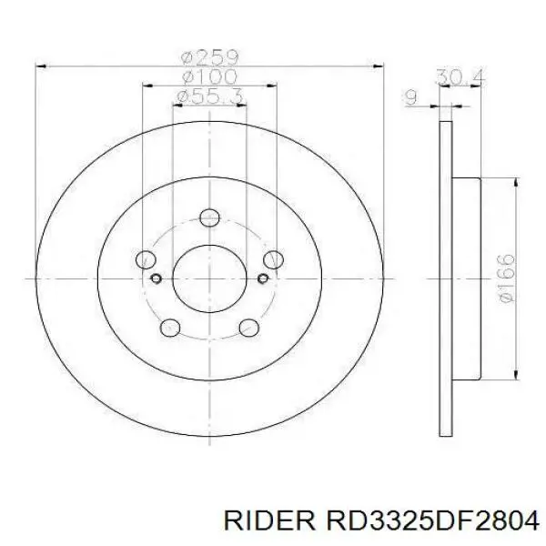 Диск переднього гальма Rider RD3325DF2804 ціна, від 30.55 USD