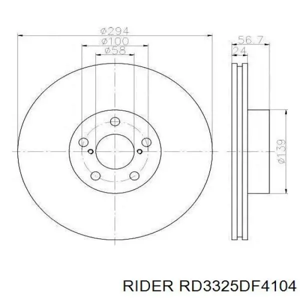 Диск гальмівний передній RD3325DF4104 Rider