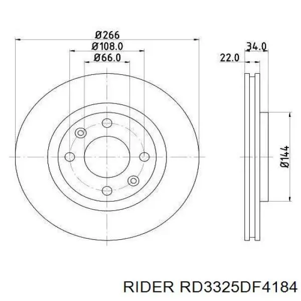 Диск гальмівний передній Rider RD3325DF4184