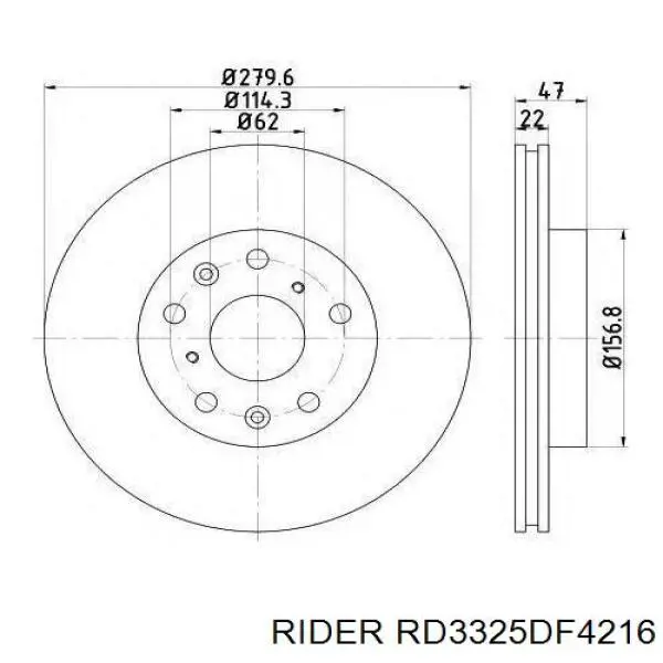 Диск гальмівний передній RD3325DF4216 Rider