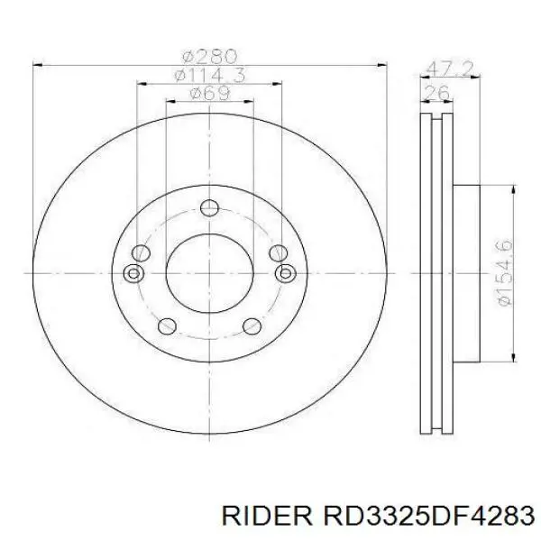 RD3325DF4283 Rider диск гальмівний передній