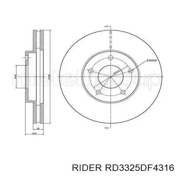 RD3325DF4316 Rider Гальмо дискове переднє