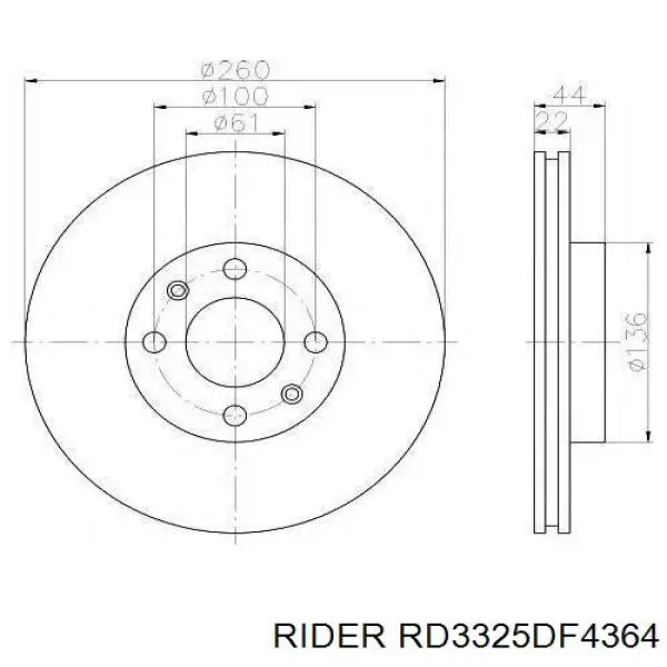 RD3325DF4364 Rider диск гальмівний передній