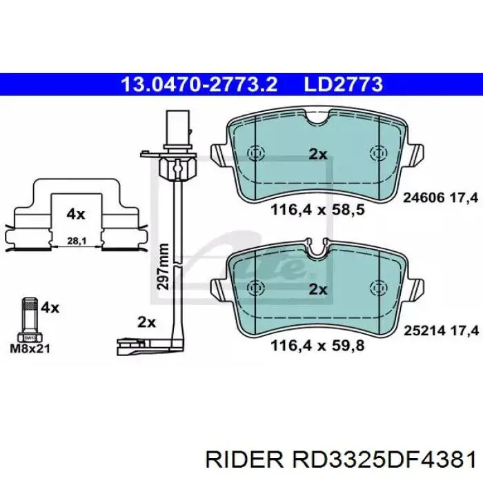 Диск переднього гальма Rider RD3325DF4381 ціна, від 22.55 USD