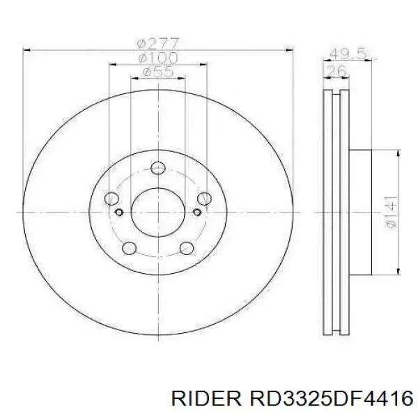 RD3325DF4416 Rider диск гальмівний передній
