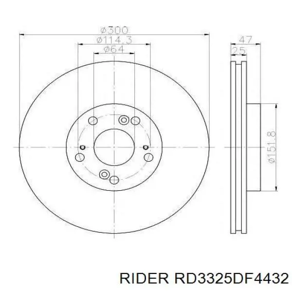 Диск гальмівний передній RD3325DF4432 Rider