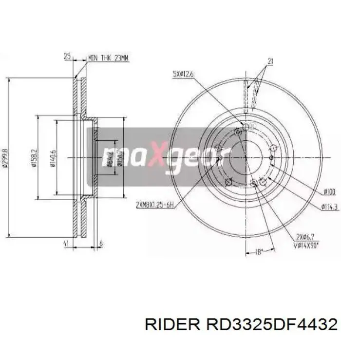 Диск переднього гальма Rider RD3325DF4432 ціна, від 37.84 USD