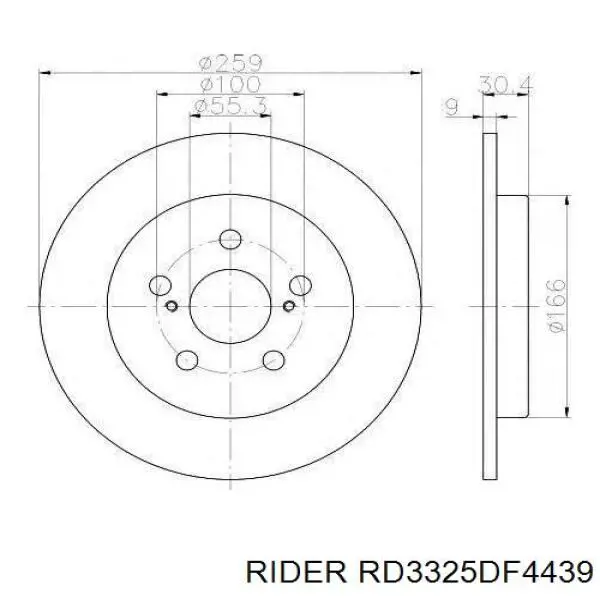 Диск переднього гальма Rider RD3325DF4439 ціна, від 18.60 USD