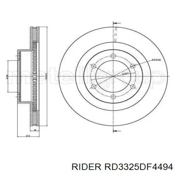 RD3325DF4494 Rider Гальмо дискове переднє