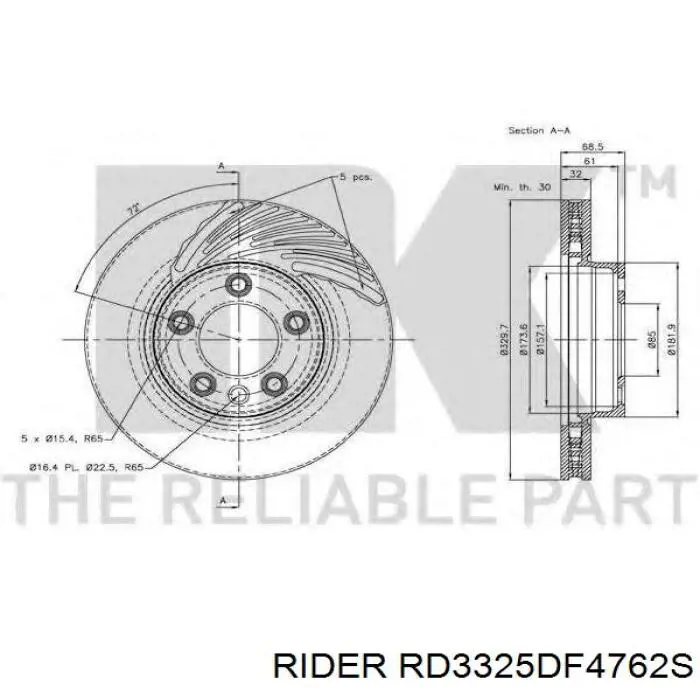 RD3325DF4762S Rider Гальмо дискове переднє