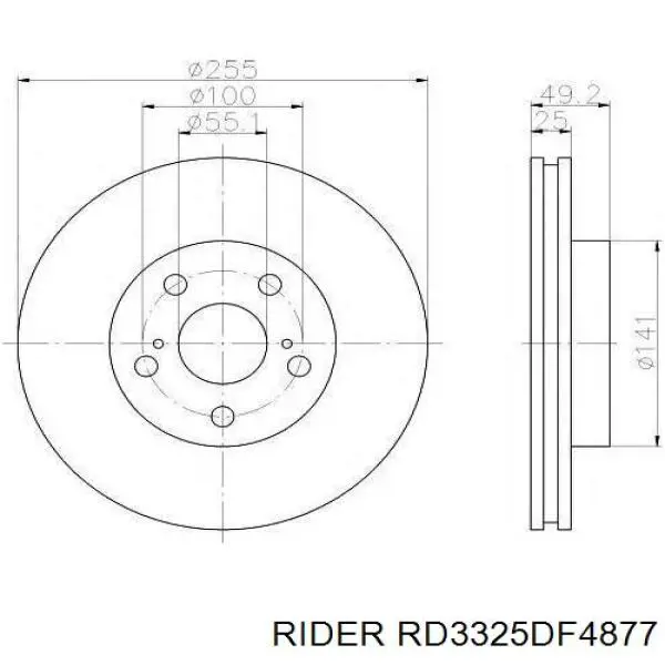 RD3325DF4877 Rider Гальмо дискове переднє