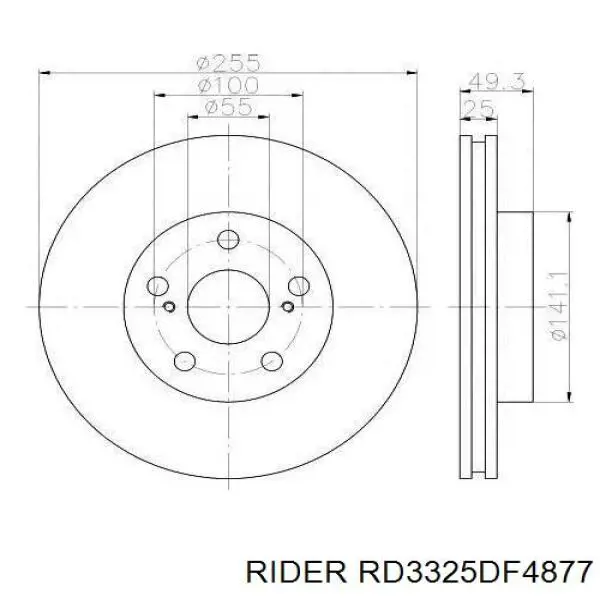 RD3325DF4877 Rider диск гальмівний передній