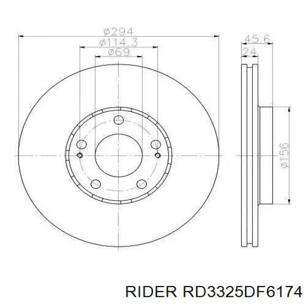 RD3325DF6174 Rider диск гальмівний передній