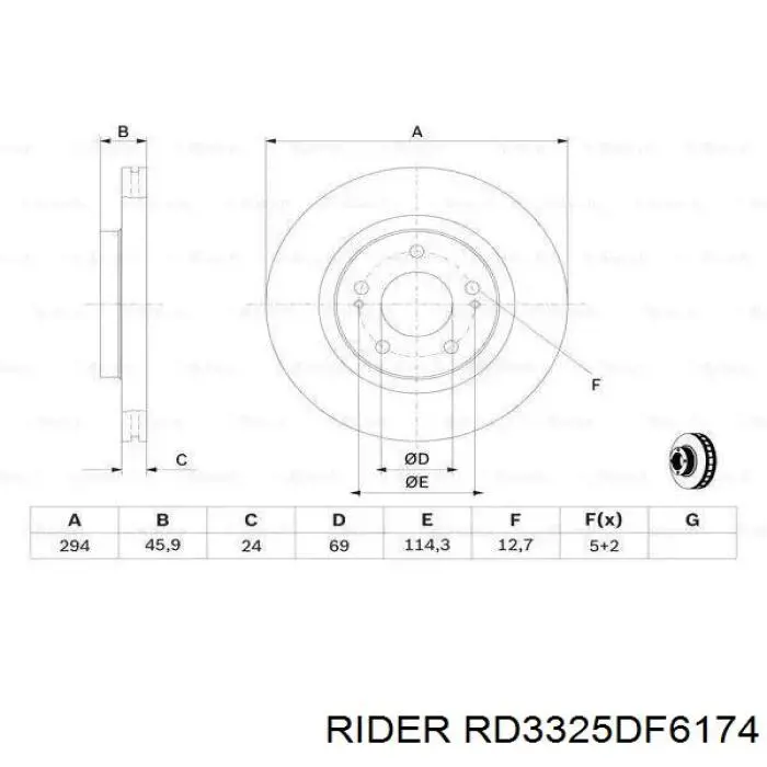 RD3325DF6174 Rider Гальмо дискове переднє