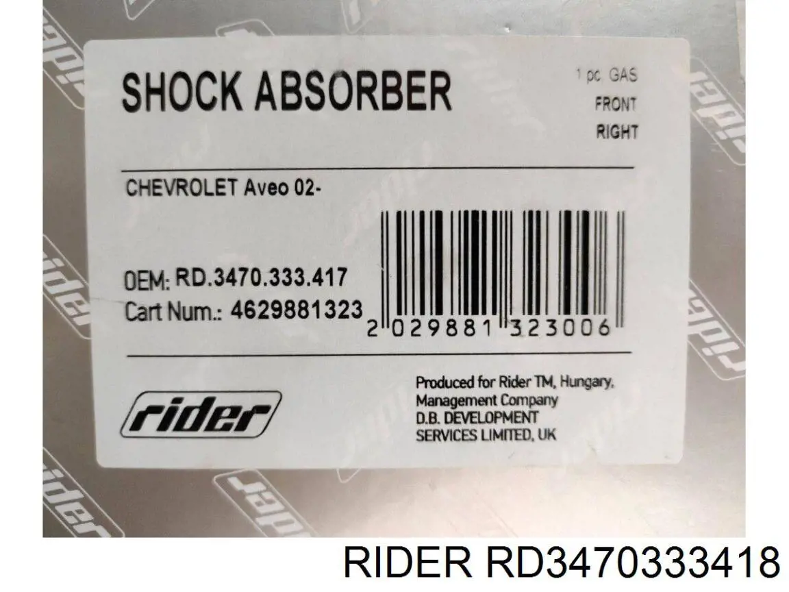 Амортизатор передньої підвіски, лівий Rider RD3470333418 ціна, від 31.50 USD