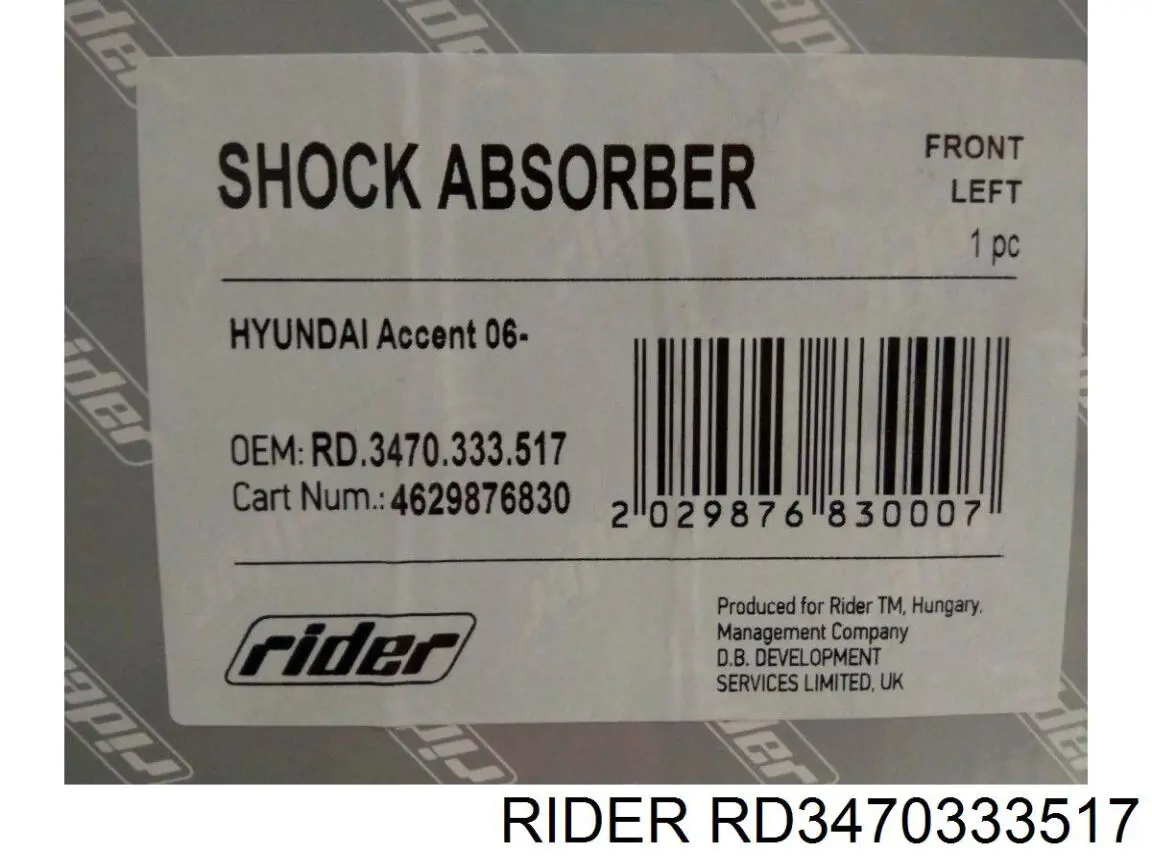 Амортизатор передньої підвіски, лівий Rider RD3470333517 ціна, від 33.59 USD