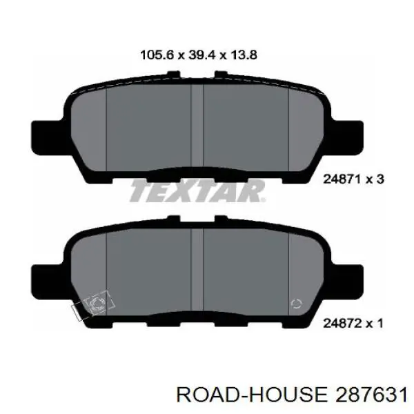 Колодки гальмові задні, дискові 287631 Road House