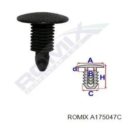 Пістон (кліп) кріплення підкрилки переднього крила A175047C Romix