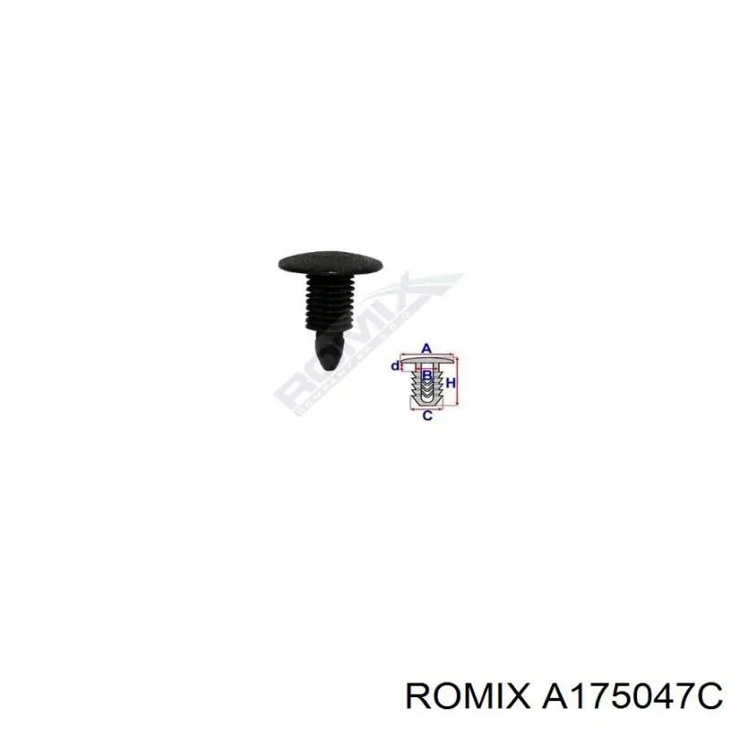 Пістон (кліп) кріплення підкрилки переднього крила A175047C Romix