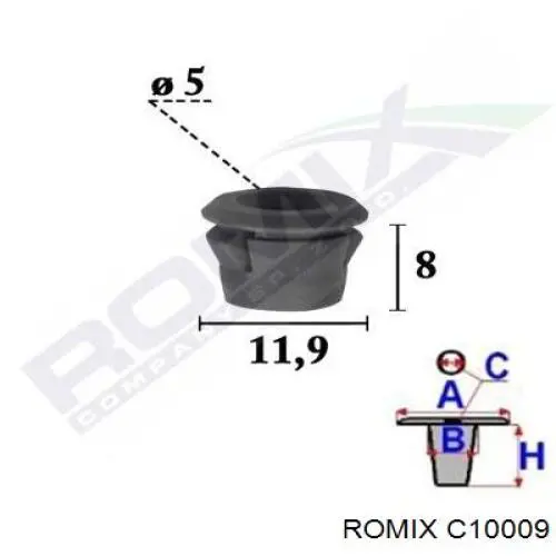 Купити C10009 Romix Пістон (кліп) кріплення бампера заднього