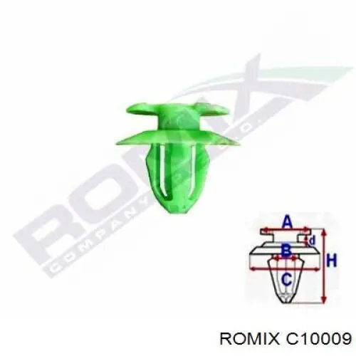 C10009 Romix Пістон (кліп) кріплення бампера заднього
