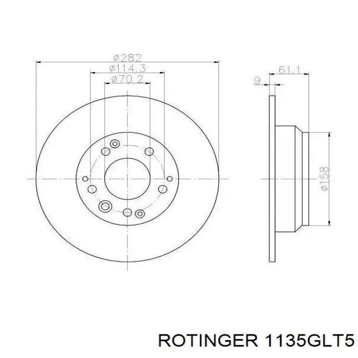 Гальмівні диски 1135GLT5 Rotinger