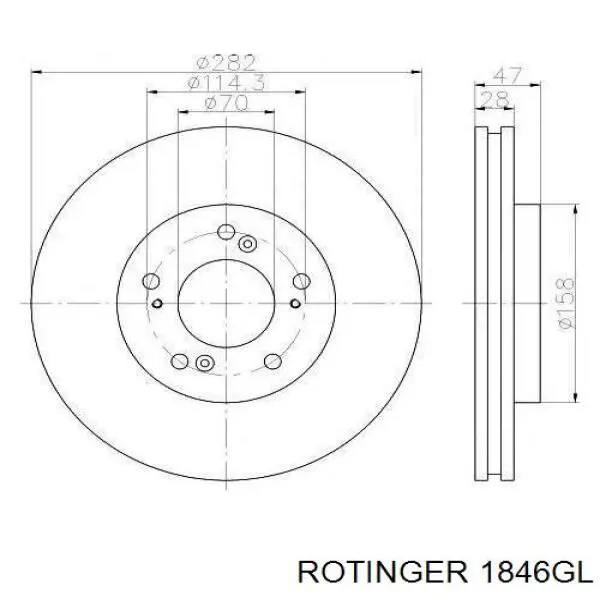 Задні дискові гальма Rotinger 1846GL ціна, від 38.47 USD