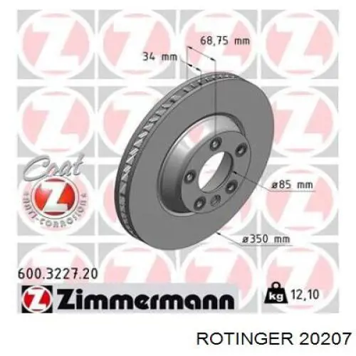 20207 Rotinger диск гальмівний передній