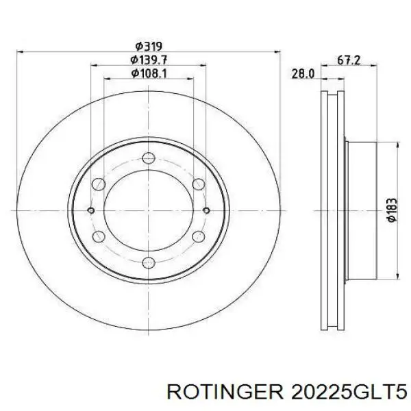 Диск переднього гальма Rotinger 20225GLT5 ціна, від 49.49 USD
