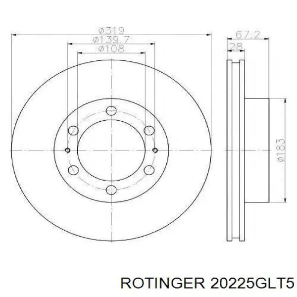 20225GLT5 Rotinger Гальмо дискове переднє