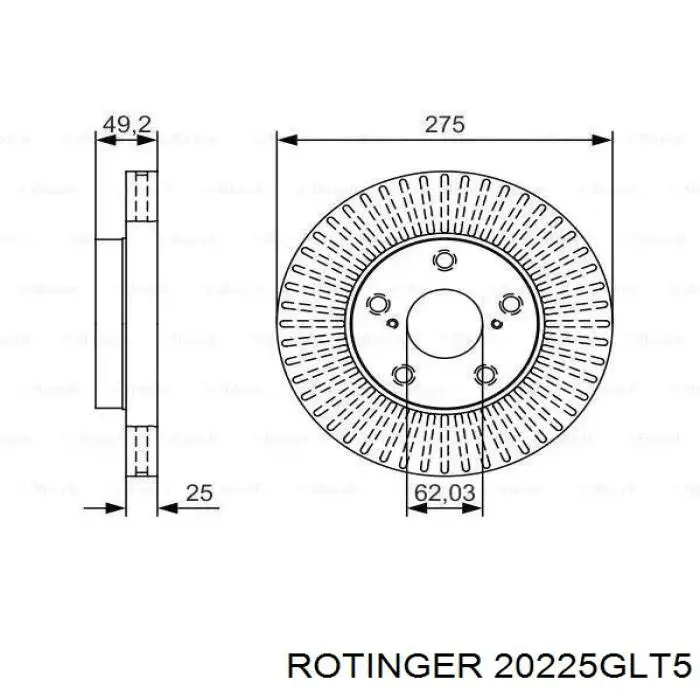 Гальмівні диски передні 20225GLT5 Rotinger