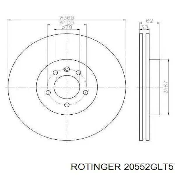20552GLT5 Rotinger Гальмо дискове переднє