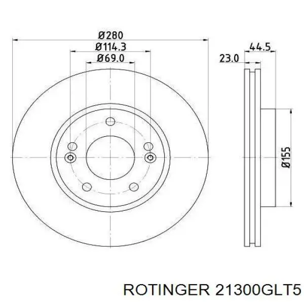 Диск гальмівний передній 21300GLT5 Rotinger