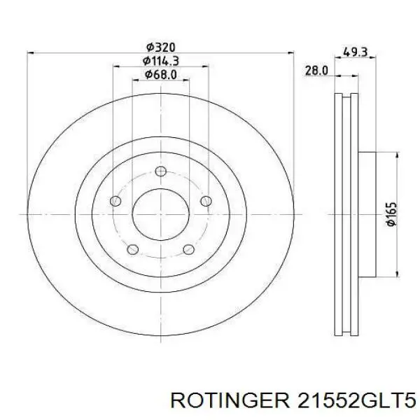 Гальмівні диски передні 21552GLT5 Rotinger