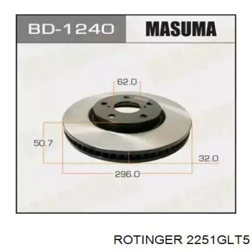 Диск переднього гальма Rotinger 2251GLT5 ціна, від 66.76 USD