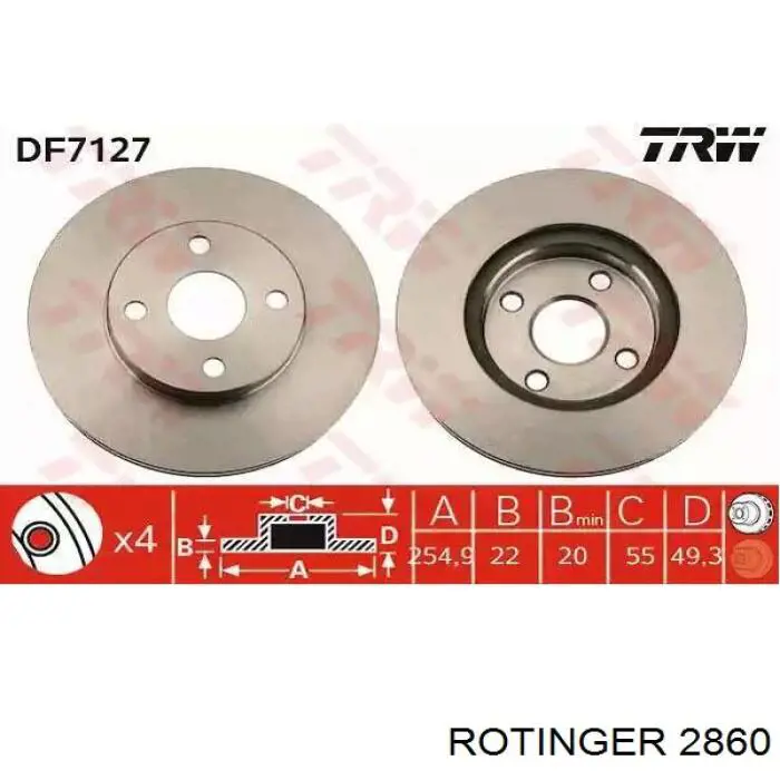2860 Rotinger диск гальмівний передній