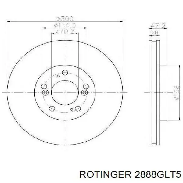 Гальмівні диски передні 2888GLT5 Rotinger