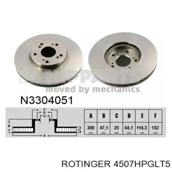 Гальмівні диски передні 4507HPGLT5 Rotinger