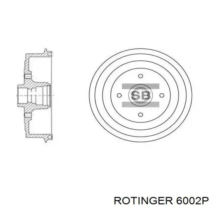 Барабан гальмівний задній 6002P Rotinger