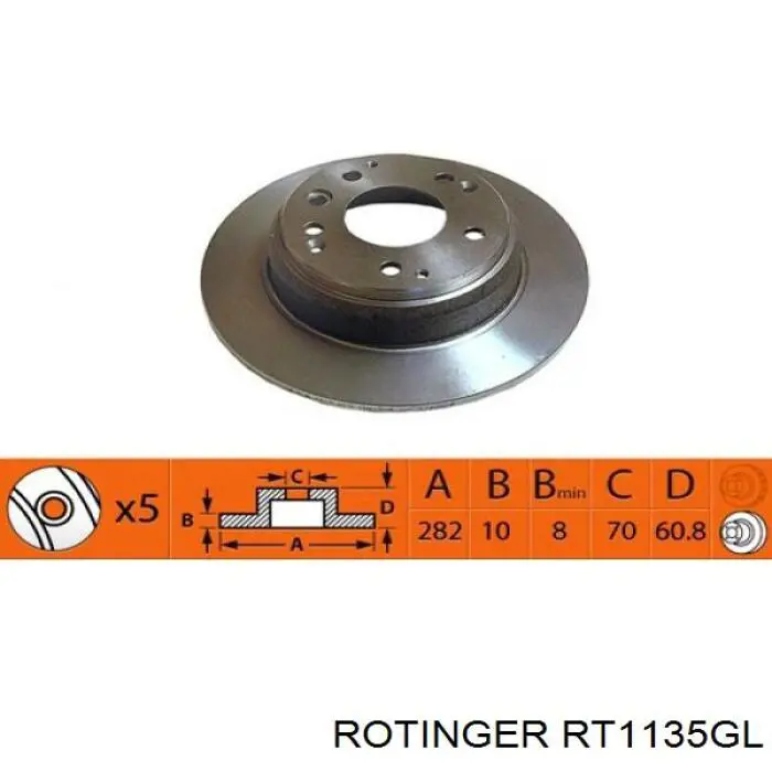Купити RT1135GL Rotinger Диск заднього гальма