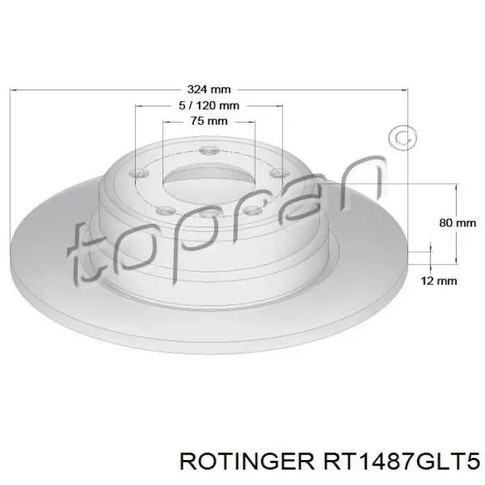 Купити RT1487GLT5 Rotinger Диск заднього гальма